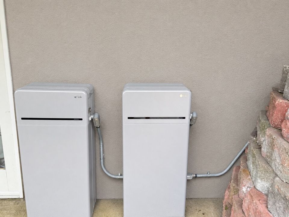 Two 16 kWh LG residential batteries installed side by side